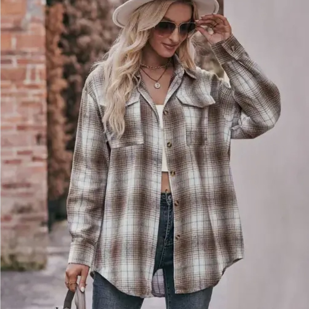 Khaki and green flannel